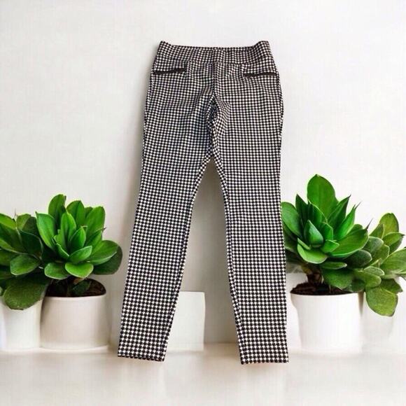 Old Navy Black White Houndstooth Zipper Pockets Stevie Pants Small - Picture 2 of 8